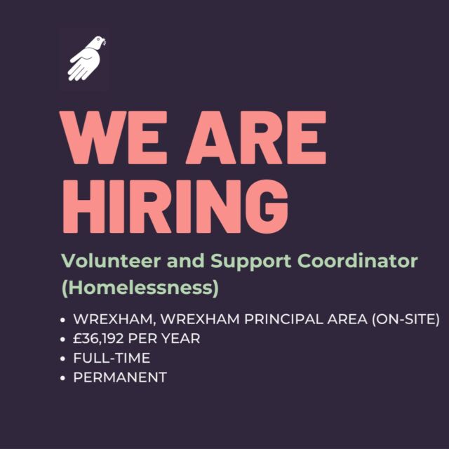 An exciting opportunity to join our team!

We are seeking a Citadel Coordinator in Wrexham to help build a supportive community for people facing homelessness.

Find out more and apply here: https://www.charityjob.co.uk/jobs/housing-justice/volunteer-and-support-coordinator-homelessness-/1086206

#wrexham #wrexhamjobs #homelessness